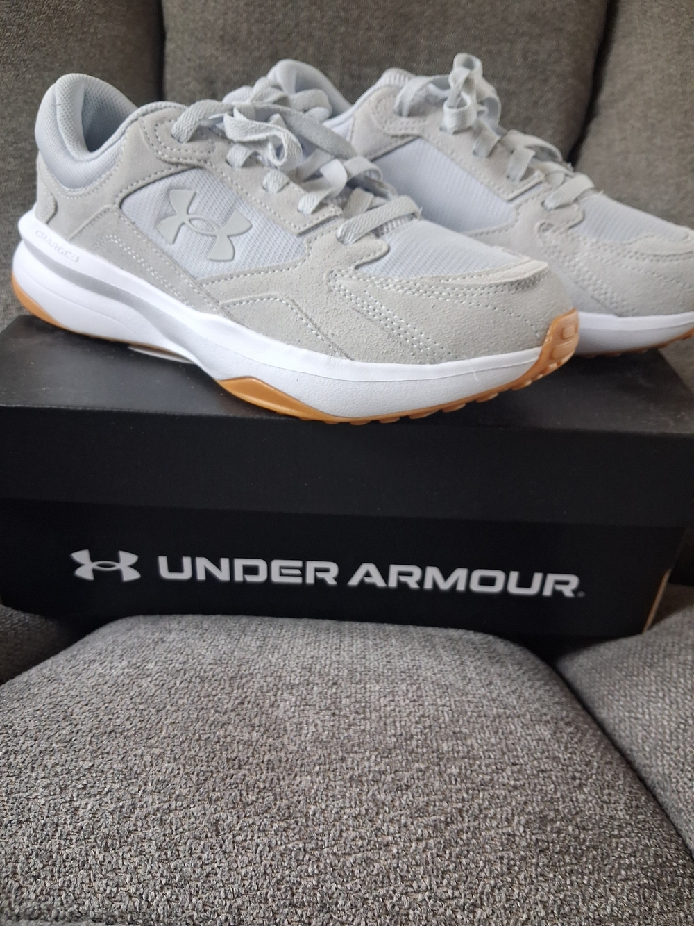 Under Armour Gray Suede & Mesh Sneakers with Gum Sole